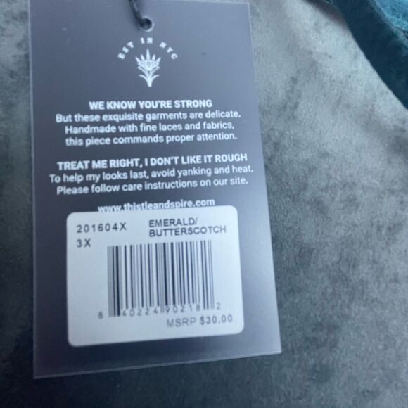 Thistle and Spire Haze Thong Womens 3X Emerald Butterscotch Sheer Revolve - Picture 9 of 9